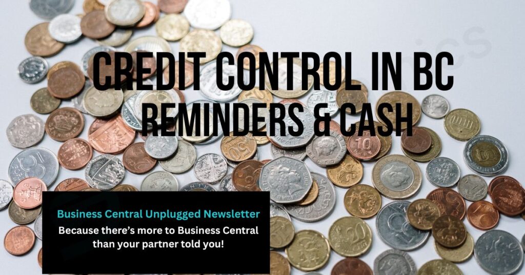 Scattered Coins with the text - Credit Controls in BC - Reminders and Cash