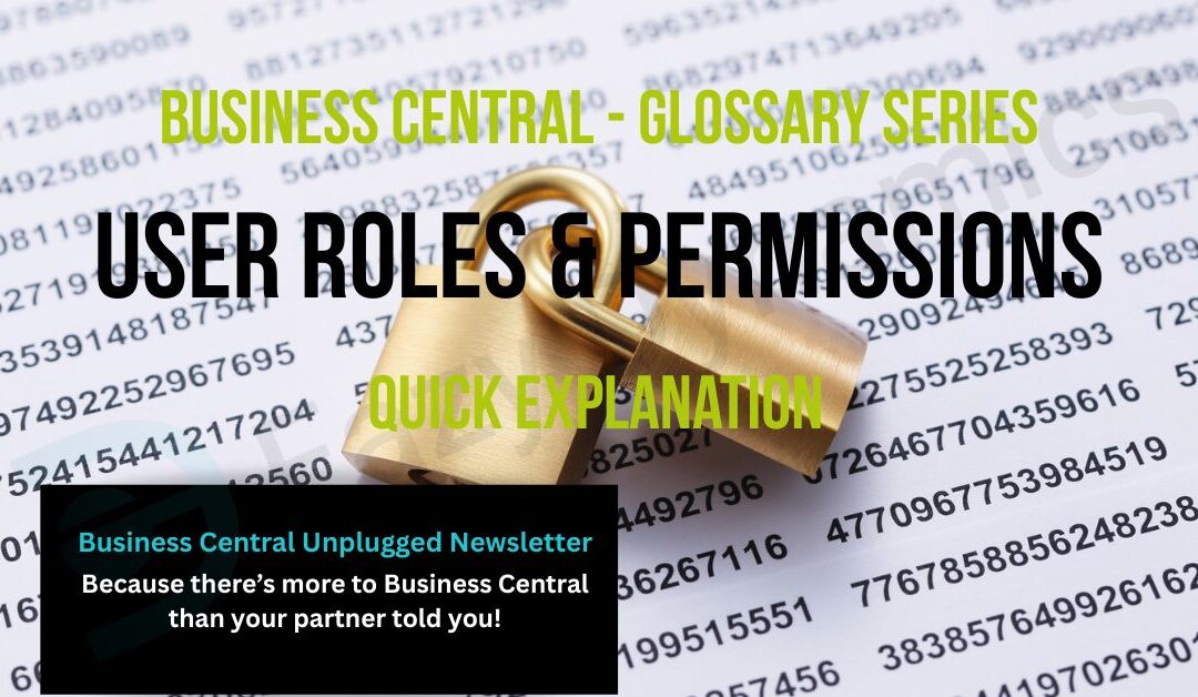 Two padlocks locked together on a background of a series of codes. Overlay text says 'User Roles and Permissions - Quick Explanation'