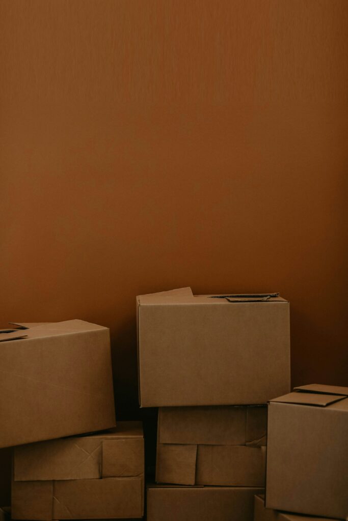 Stack of parcels ready for shipping